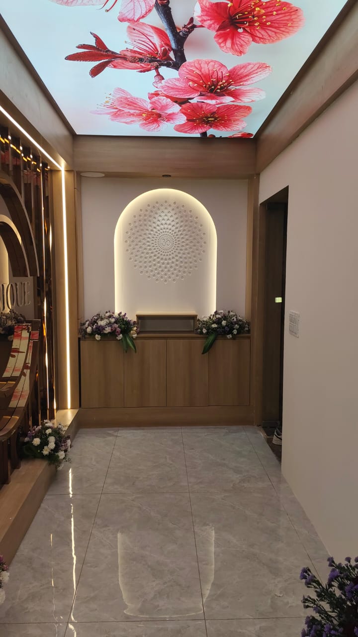 Corridor with mandala feature wall