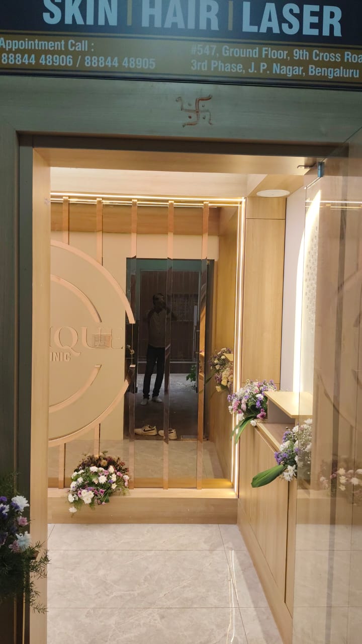 Clinic entrance with rose gold detailing